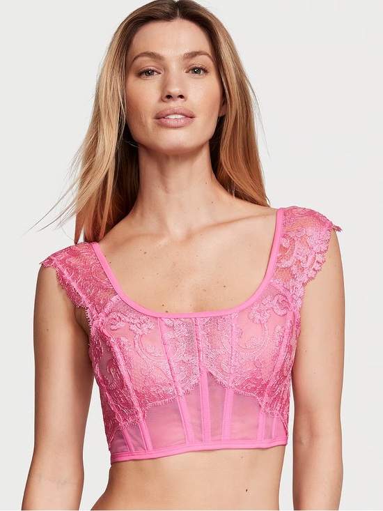 Victoria's Secret Other - NWT Victoria’s Secret Boho Floral Embroidery Cap-Sleeve Corset Top in Pink